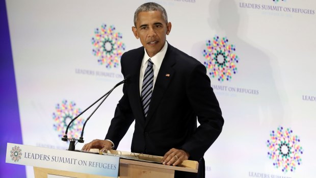 President Barack Obama speaks during the Leaders Summit on Refugees at the UN.