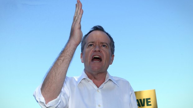 Opposition Leader Bill Shorten addresses a Medicare rally with Labor supporters in Townsville on Saturday.