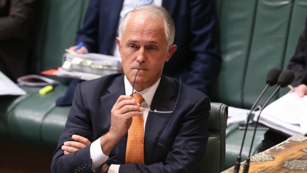Lover of public transport Prime Minister Malcolm Turnbull during question time at Parliament House in Canberra on Tuesday. 