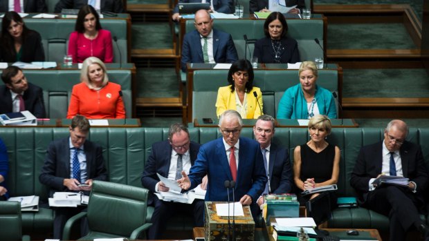 Prime Minister Malcolm Turnbull in Question Time. 