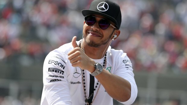 Playful: Mercedes driver Lewis Hamilton.