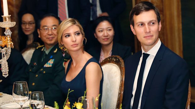 Ivanka Trump and husband Jared Kushner, with Chinese president Xi Jinping at Mar-a-Lago.