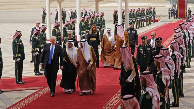 President Donald Trump and First Lady Melania Trump arrive in Riyadh. 