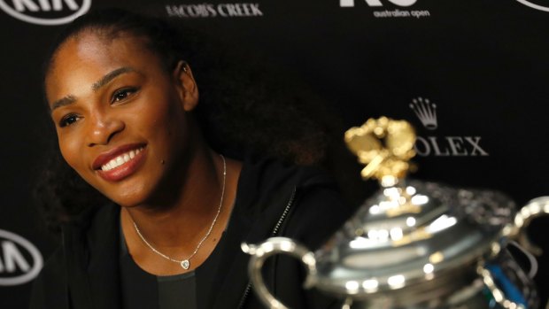 New heights: Serena Williams after winning last year's Australian Open and surpassing Steffi Graf's mark.