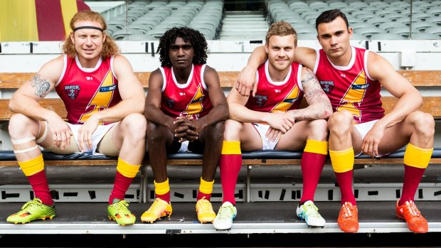 The recruits: From left, Ben Knight (Scottie), Gordan Churchill (Maki), Reece Milne (Doc, the president's son) and Nelson Baker (Zane). 