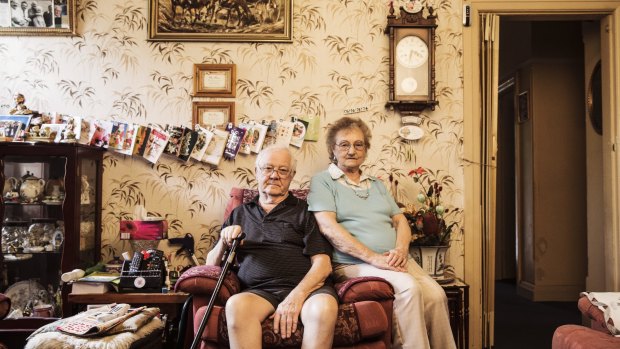 Gerald Donnelly, a former abbatoir worker, and wife Grace in the house in Homebush they have rented for 33 years.  