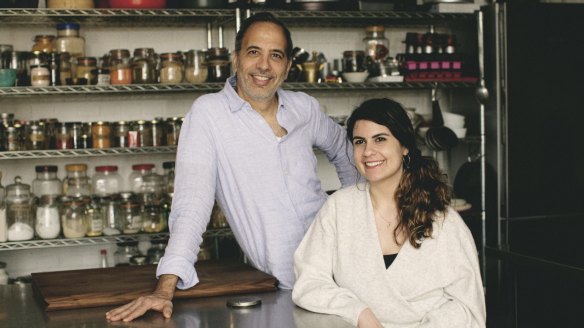 Yotam Ottolenghi and Noor Murad in the Ottolenghi Test Kitchen in London.