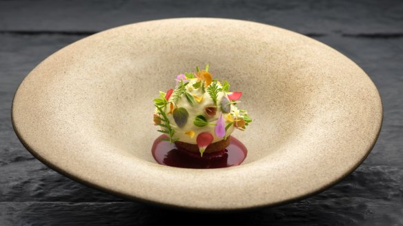 A strawberry dish made with hyper-seasonal produce.