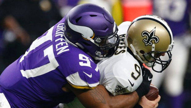 Rematch: Drew Brees is sacked by Everson Griffen back in September.