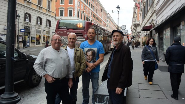 Abuse survivors Tony Warldey, Andrew Collins, Peter Blenkiron and Paul Auchettl in Rome.  