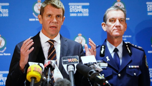 Series of questionis: NSW Premier Mike Baird (left) and NSW Police Commissioner Andrew Scipione.