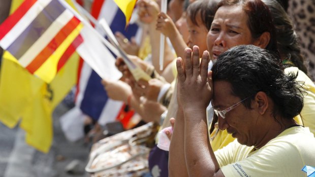 Well-wishers outside Siriraj Hospital in Bangkok, where King Bhumibol Adulyadej was treated earlier in the year.