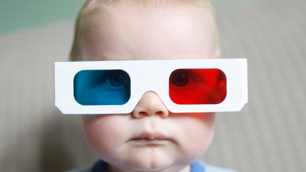 3D glasses: by the time she grows up, she won't need them.