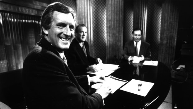 John Hewson and Paul Keating relax before a televised debate in 1993.