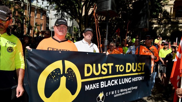 In April, workers in Brisbane protested the treatment of victims of black lung disease.