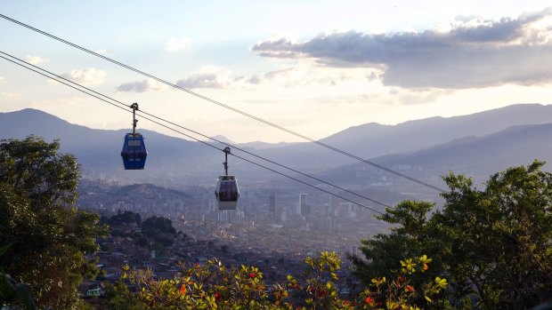 Gondolas connect the Santo Domingo neighborhood and Parque Arvi in Medellin, creating a more inclusive culture.