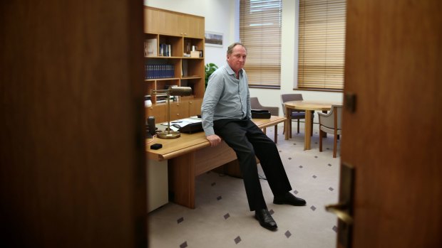 Barnaby Joyce inside his Parliament House office.