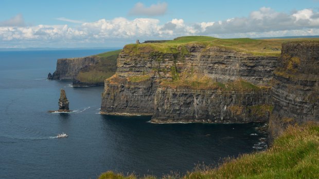 A view of the Atlantic coast of County Clare in the west of Ireland, looking towards the north end of the cliffs.