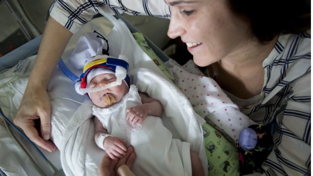 Bianca Rotar with her baby Lexi who was born prematurely at nearly 28 weeks. 