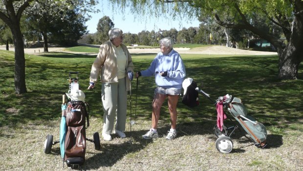 Clare Smith and Pat Guy at the Phillip Pitch and Putt shortly before it closed in 2013.