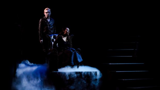 Canberra Theatre Centre presents a shake & stir production, <i>Dracula</i>. Nick Skubij as Dracula, and Nelle Lee as Mina. Photo: Jamila Toderas