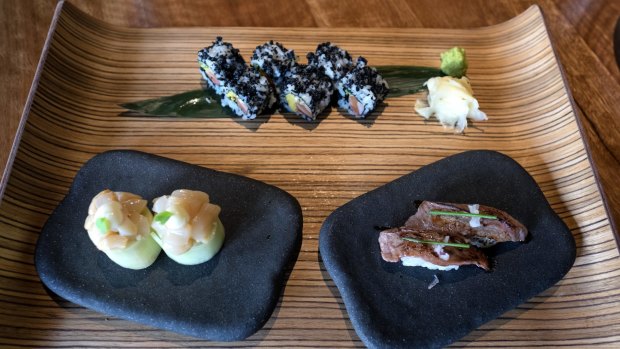Sushi, scallops, beef at Toko.