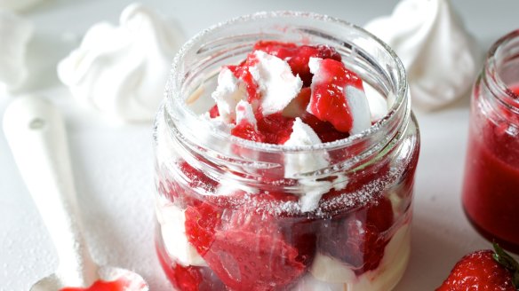 Watching the Australian Open tennis? This Eton mess with strawberries and cream is a perfect treat <a href="http://www.goodfood.com.au/recipes/eton-mess-20141215-3mmx7"><b>(Recipe here).</b></a>