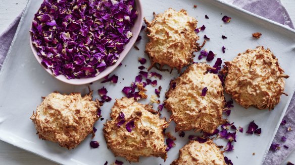 Rose, lime and coconut macaroons.