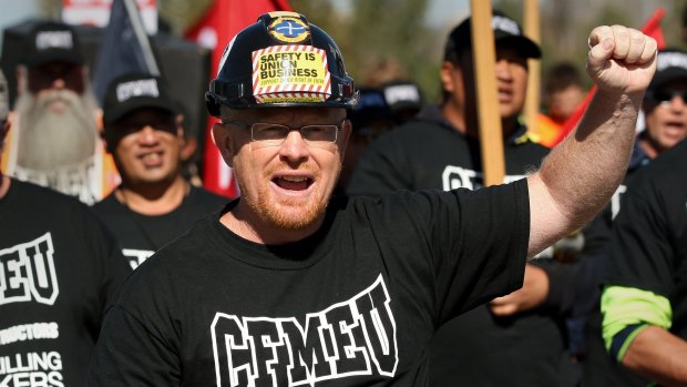 CFMEU secretary Dean Hall: Workers through their union – sometimes through stopping work, sometimes through lobbying governments, sometimes through "causing trouble" on site, that has brought about historic law reform that we take for granted today.
