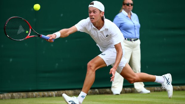 Alex De Minaur, of Australia, is into the Wimbledon boys final after beating American Ulises Blanch on Friday. 