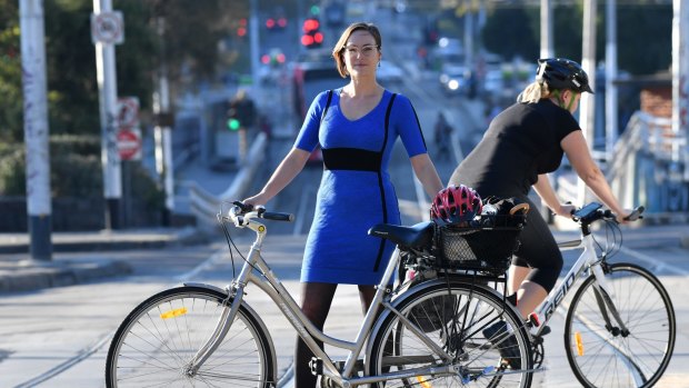 Katherine Copsey, acting mayor of Port Phillip Council, on St Kilda Road.