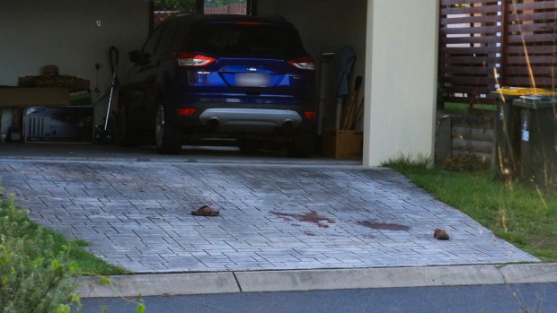 The horrific events left the driveway stained with blood.