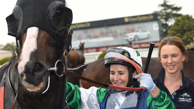All smiles: Michelle Payne rode Lucky Liberty to victory at Caulfield on Boxing Day.