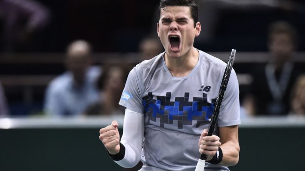 Milestone win: Milos Raonic toppled Roger Federer for the first time in his career.