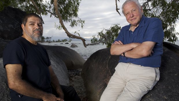 David Attenborough and Gudju Gudju explored the marvels of the Great Barrier Reef on the ABC in 2016.