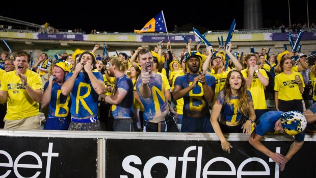 Brumbies fans at Canberra Stadium.