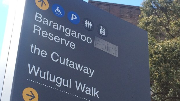 Barangaroo Reserve, with the 'Point' pasted over in  another sign.