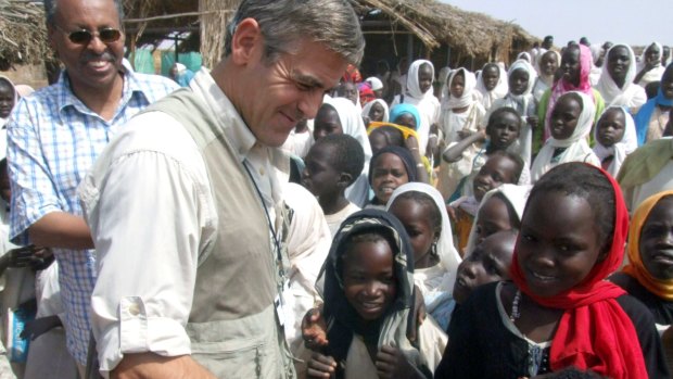 George Clooney in Darfur, Sudan, as part of his designated work as a UN messenger of peace in 2008.