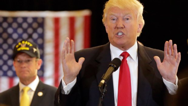 Donald Trump answers questions during a news conference in New York, where he laid into the media.