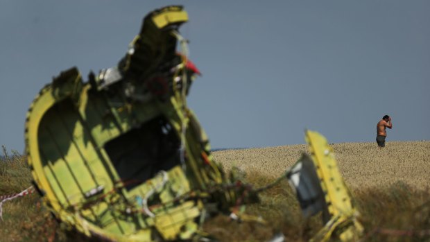 Debris from the MH17 plane crash outside the village of Grabovka in Donetsk, Ukraine, in August.