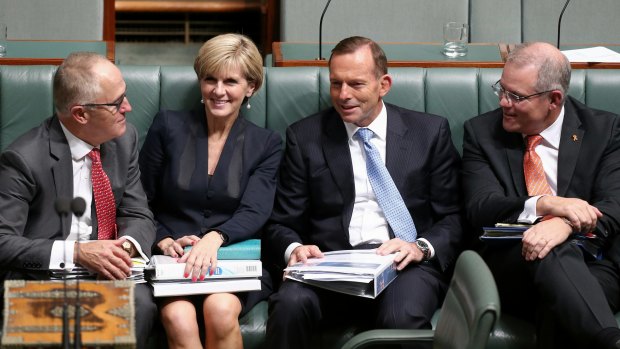 Malcolm Turnbull, Julie Bishop, Tony Abbott and Scott Morrison during happier times.