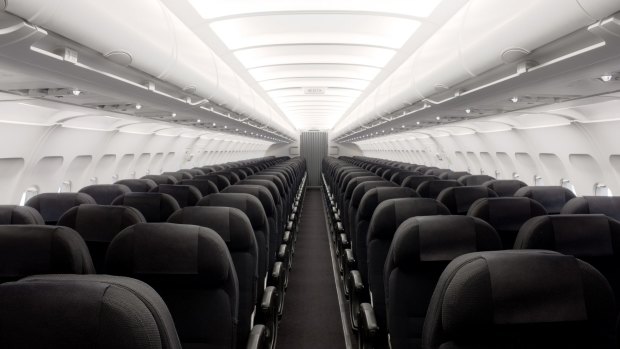 An economy cabin on an Air New Zealand Airbus A320.