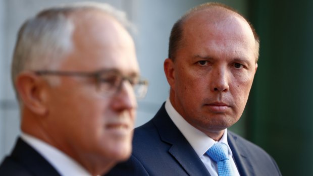 Prime Minister Malcolm Turnbull with Immigration Minister Peter Dutton.