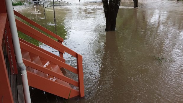 The camping ground at Euroa Caravan Park was underwater on Saturday. 