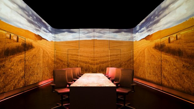 A wheat field is projected onto the walls of Paul Pairet's Ultraviolet restaurant.