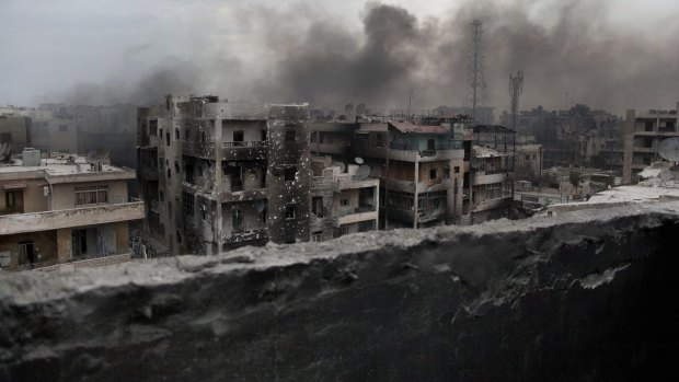 Smoke rises over Aleppo, once Syria's commercial capital and a tourist magnet.