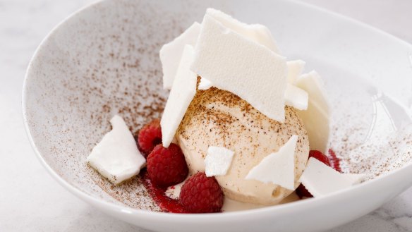 Vanilla ice-cream, berries and meringue at Bistro by Mark Best.