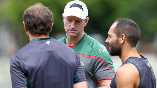 Staying put: Souths coach Michael Maguire has reassured players he has no intention of leaving to join the Knights.