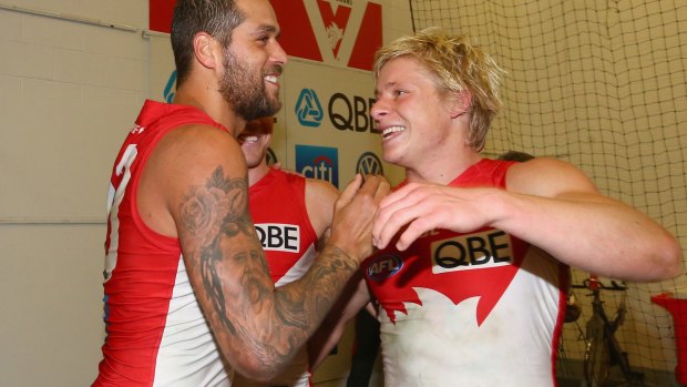 Brothers in arms: Isaac Heeney says he has learnt plenty from superstar Lance Franklin.