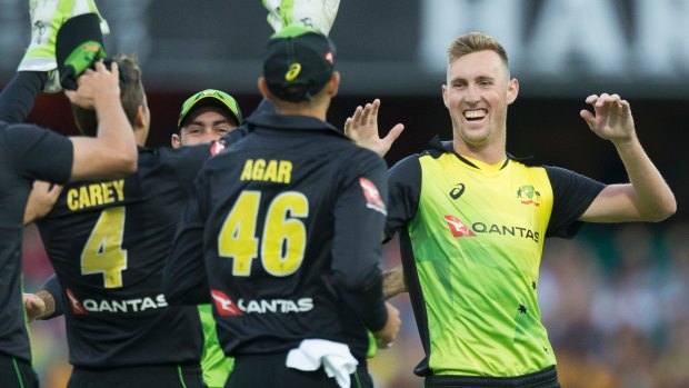 Big Billy: Stanlake took three wickets for the Australian T20 side against New Zealand.